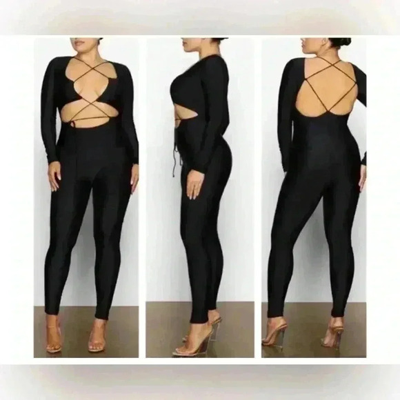 SKIMS size extra large black onyx lace up cat suit lace-up cat suit full body - Picture 1 of 4